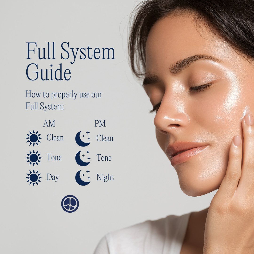 Easy, quick, four-step skincare routine designed to help cleanse, balance, brighten, and renew the skin barrier.