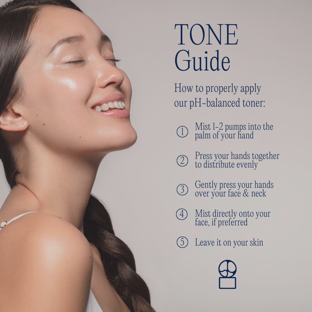 Skin at Peace TONE gentle, aloe vera, pH-balanced toner, gentle and safe for all skin types, instructions and application guide.