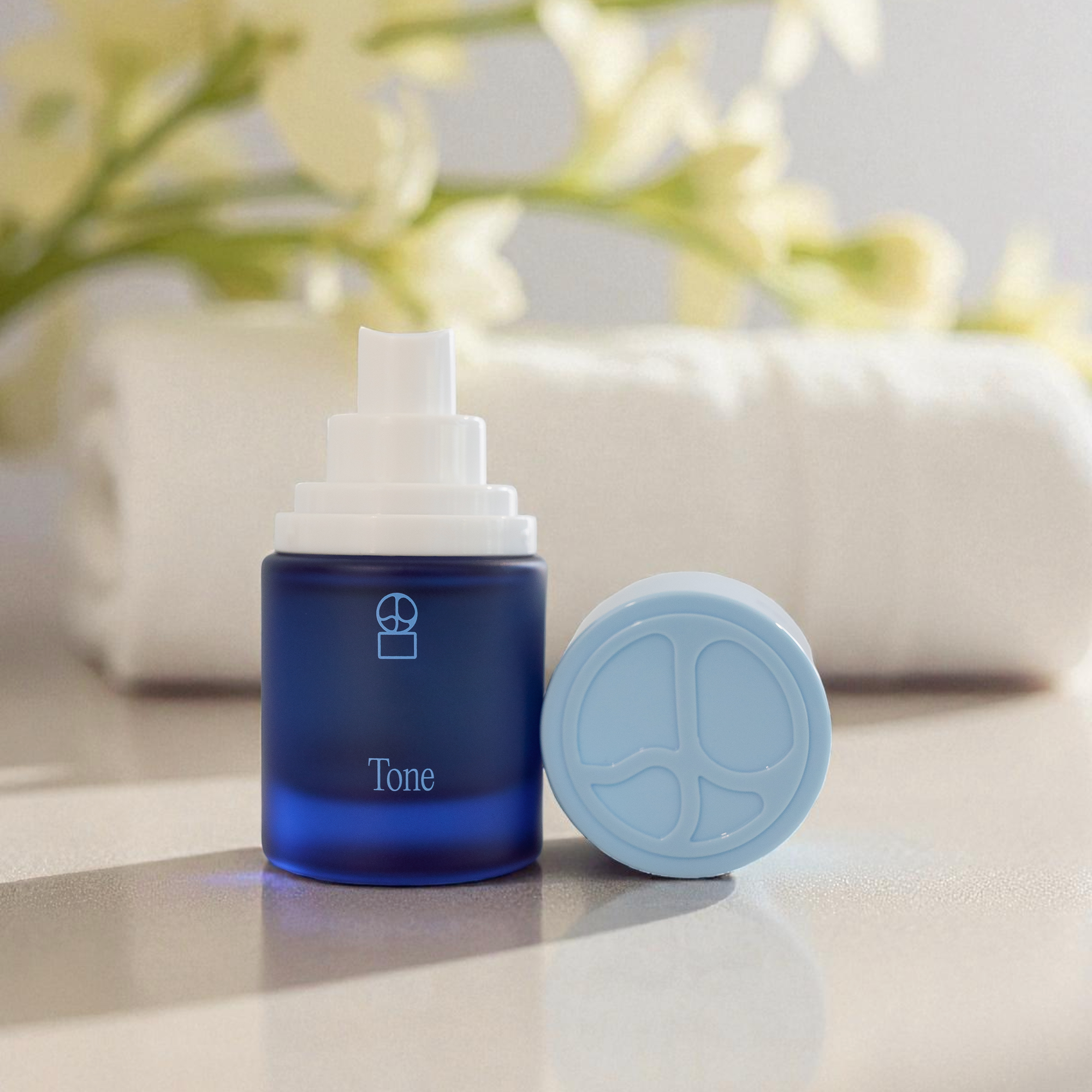 Skin at Peace Tone hydrating toner with aloe, green tea extract, and lactic acid.
