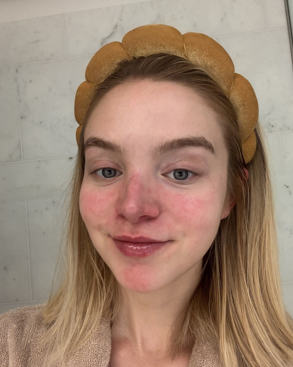 Before: a customer’s face.